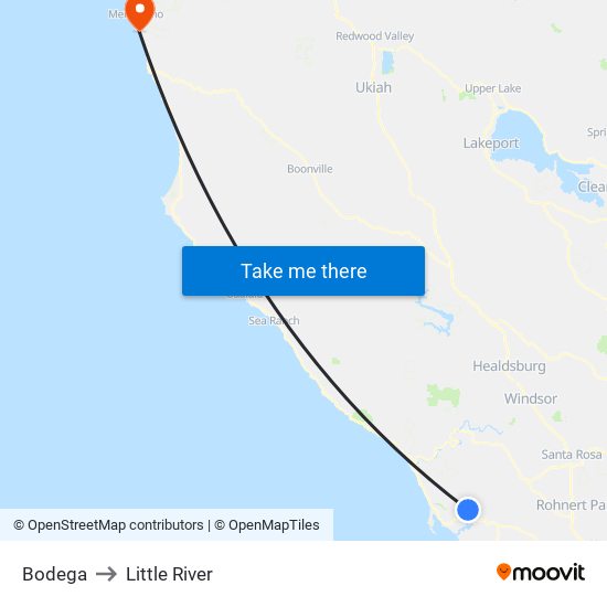 Bodega to Little River map