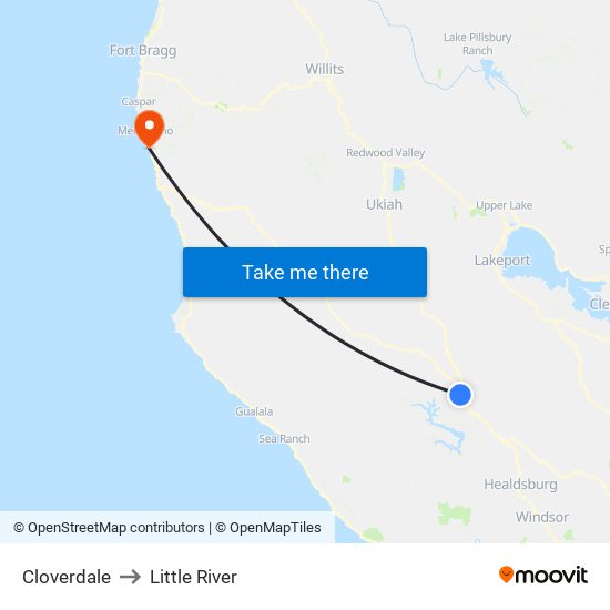 Cloverdale to Little River map