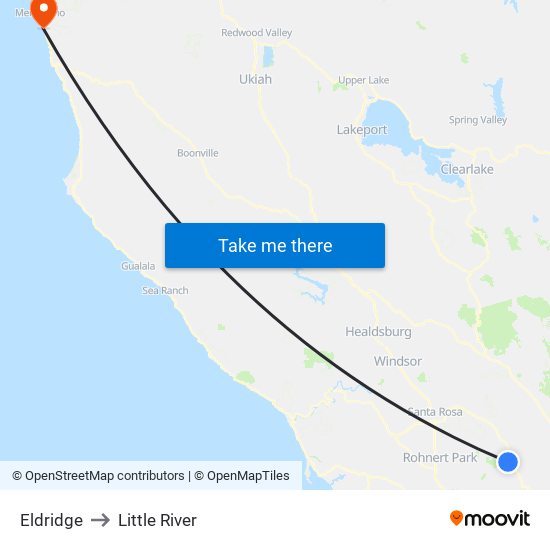 Eldridge to Little River map