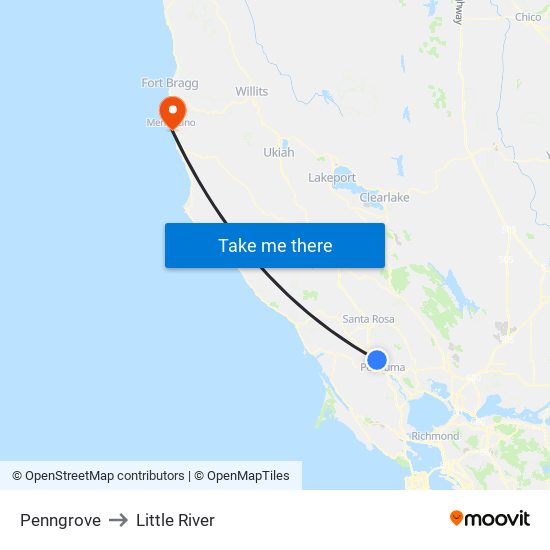 Penngrove to Little River map