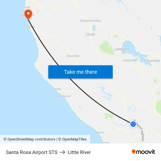 Santa Rosa Airport STS to Little River map