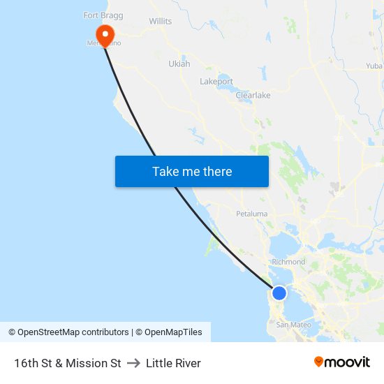 16th St & Mission St to Little River map