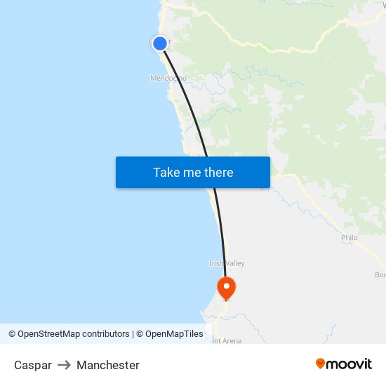 Caspar to Manchester map