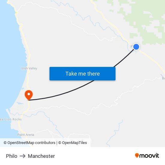 Philo to Manchester map