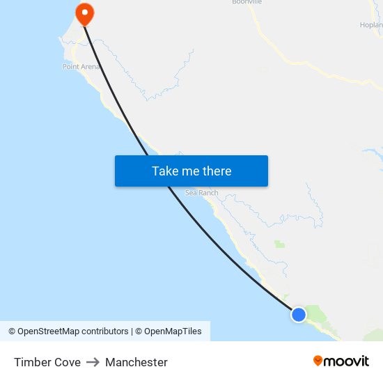 Timber Cove to Manchester map