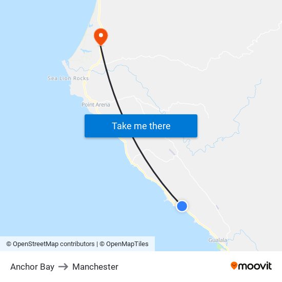 Anchor Bay to Manchester map