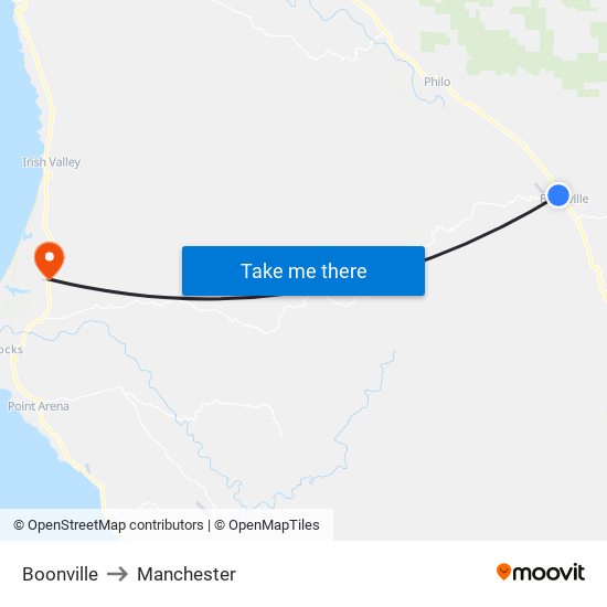 Boonville to Manchester map