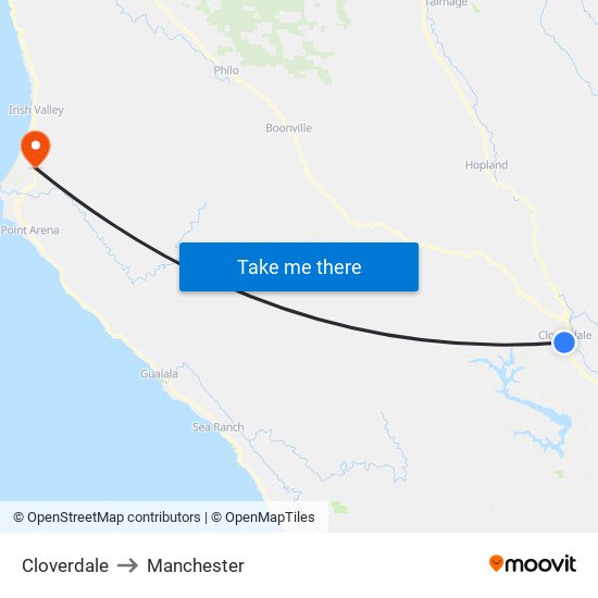 Cloverdale to Manchester map