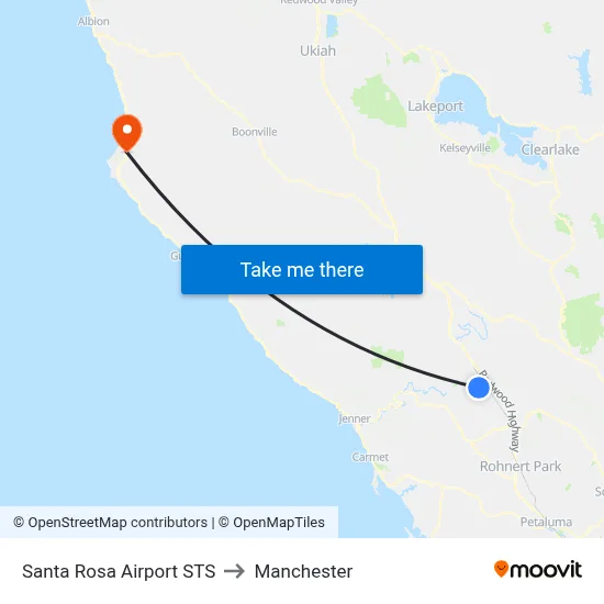 Santa Rosa Airport STS to Manchester map