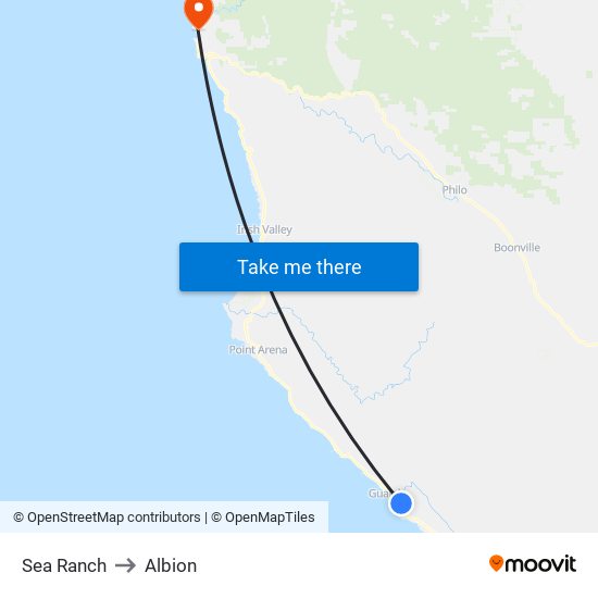 Sea Ranch to Albion map
