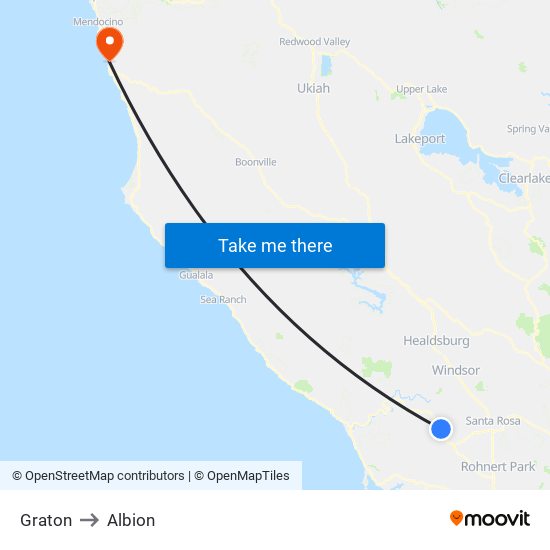 Graton to Albion map