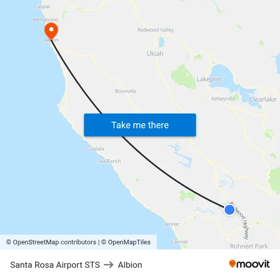 Santa Rosa Airport STS to Albion map