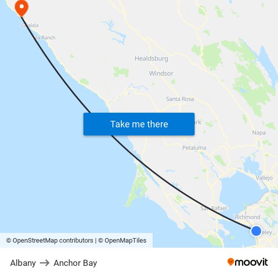 Albany to Anchor Bay map
