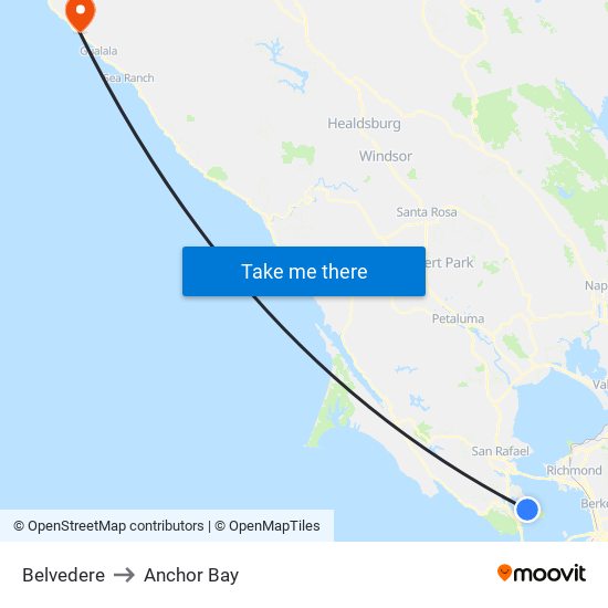 Belvedere to Anchor Bay map