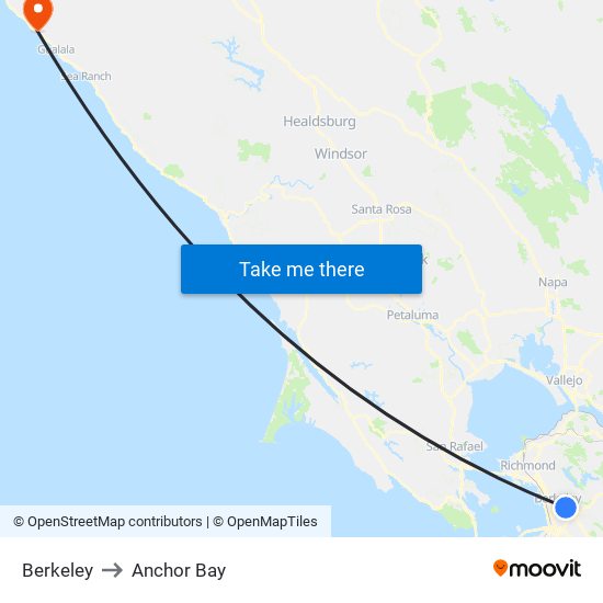 Berkeley to Anchor Bay map