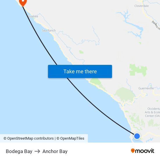 Bodega Bay to Anchor Bay map