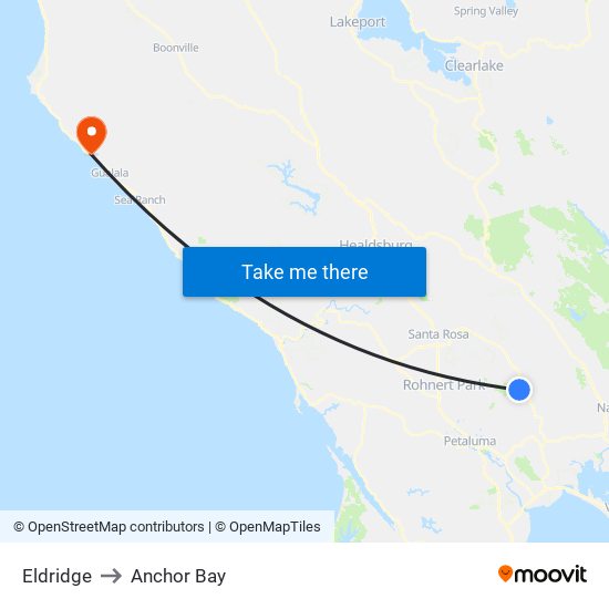 Eldridge to Anchor Bay map