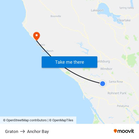 Graton to Anchor Bay map