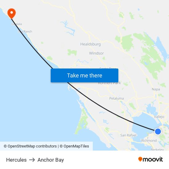 Hercules to Anchor Bay map