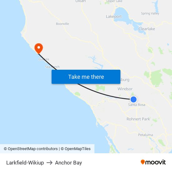 Larkfield-Wikiup to Anchor Bay map