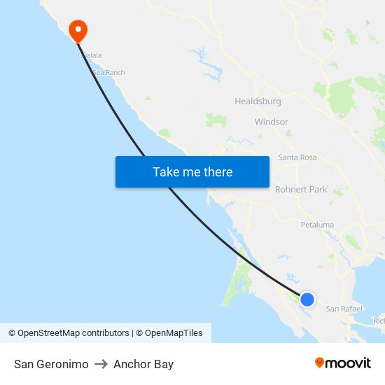 San Geronimo to Anchor Bay map