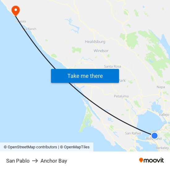San Pablo to Anchor Bay map