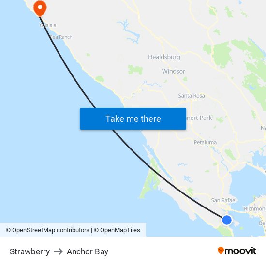 Strawberry to Anchor Bay map