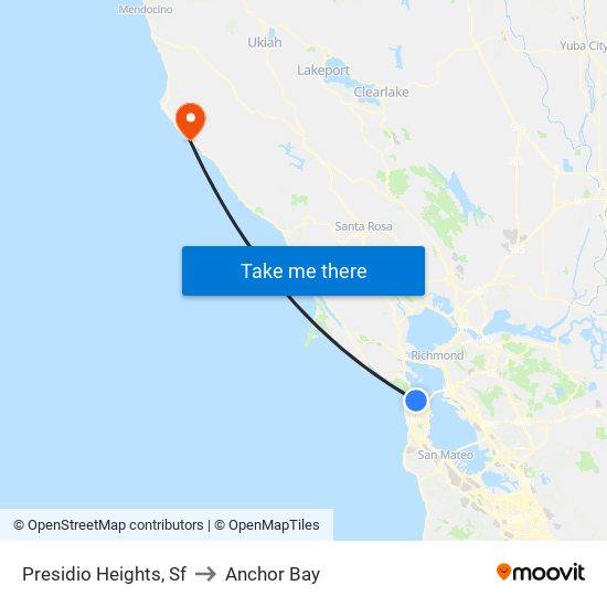 Presidio Heights, Sf to Anchor Bay map