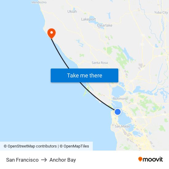 San Francisco to Anchor Bay map