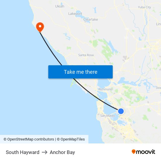 South Hayward to Anchor Bay map