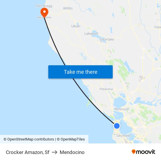 Crocker Amazon, Sf to Mendocino map