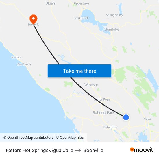 Fetters Hot Springs-Agua Calie to Boonville map