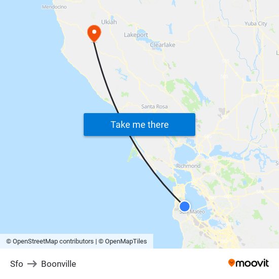 Sfo to Boonville map