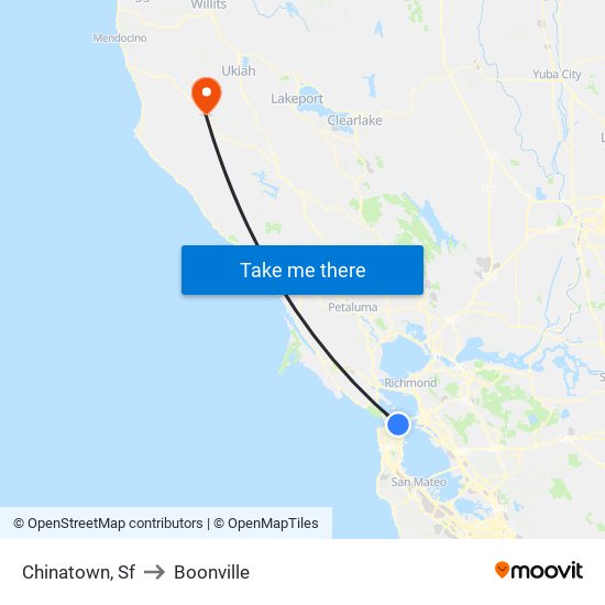 Chinatown, Sf to Boonville map