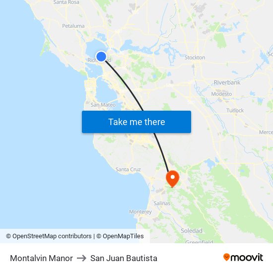 Montalvin Manor to San Juan Bautista map