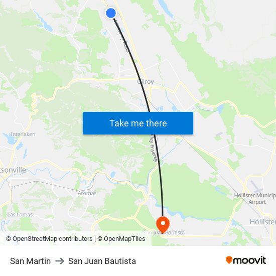 San Martin to San Juan Bautista map