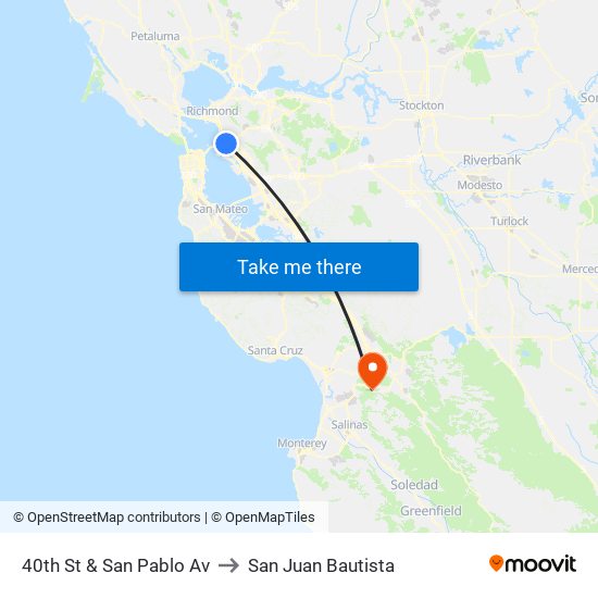 40th St & San Pablo Av to San Juan Bautista map