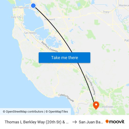 Thomas L Berkley Way (20th St) & San Pablo Av to San Juan Bautista map