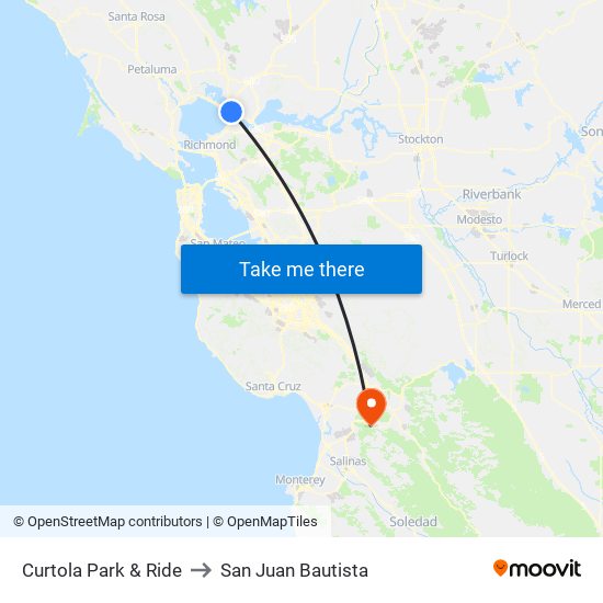 Curtola Park & Ride to San Juan Bautista map