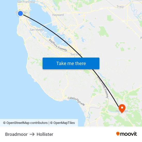 Broadmoor to Hollister map