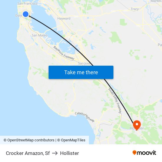 Crocker Amazon, Sf to Hollister map