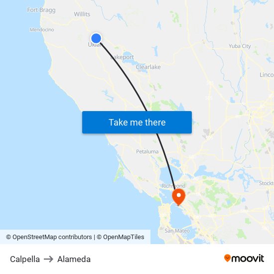 Calpella to Alameda map