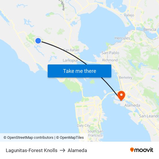 Lagunitas-Forest Knolls to Alameda map