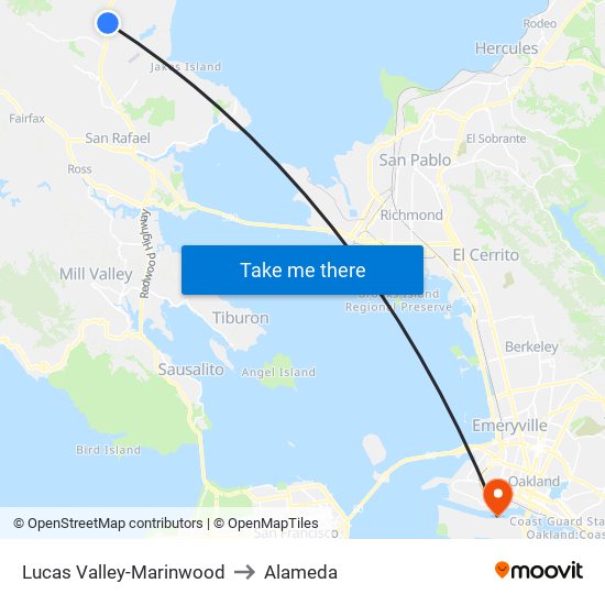 Lucas Valley-Marinwood to Alameda map