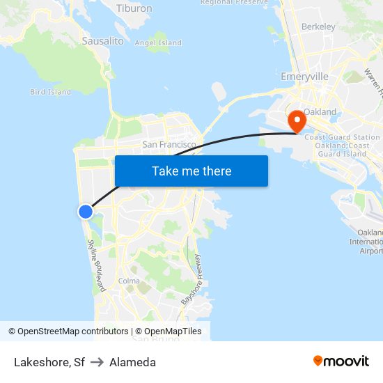 Lakeshore, Sf to Alameda map