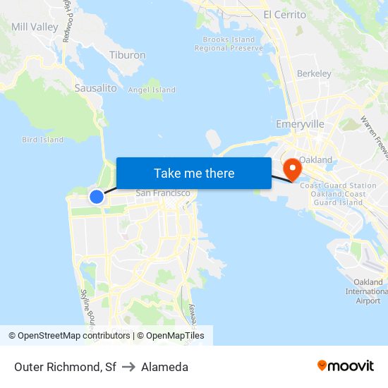 Outer Richmond, Sf to Alameda map