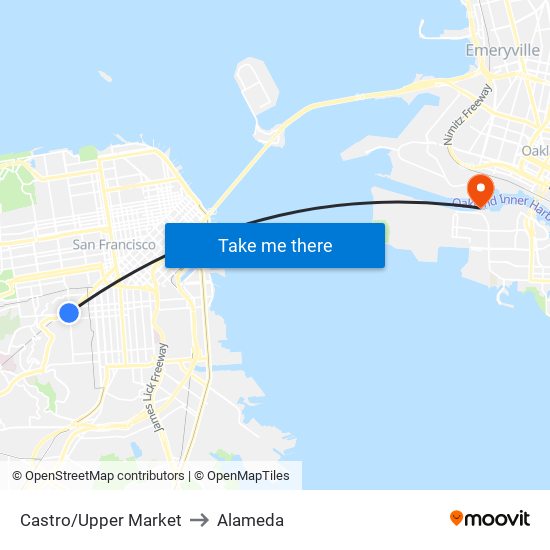 Castro/Upper Market to Alameda map