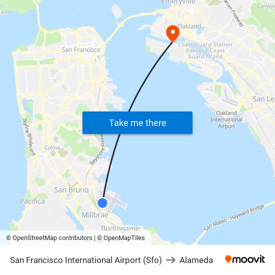 San Francisco International Airport (Sfo) to Alameda map