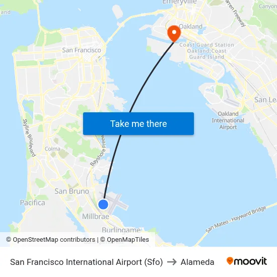 San Francisco International Airport (Sfo) to Alameda map
