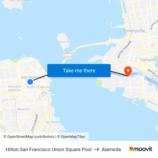 Hilton San Francisco Union Square Pool to Alameda map